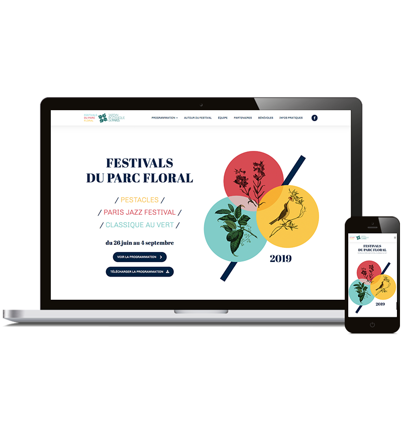 Music festival website created on WordPress for Festivals du Parc Floral in Paris