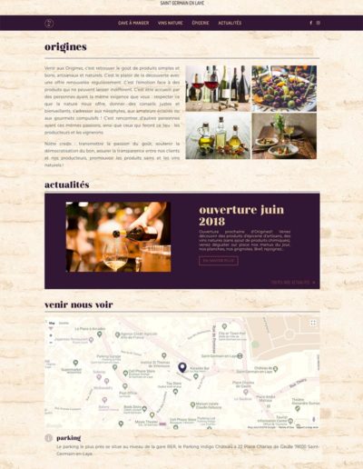 Home page of WordPress website for local wine bar.