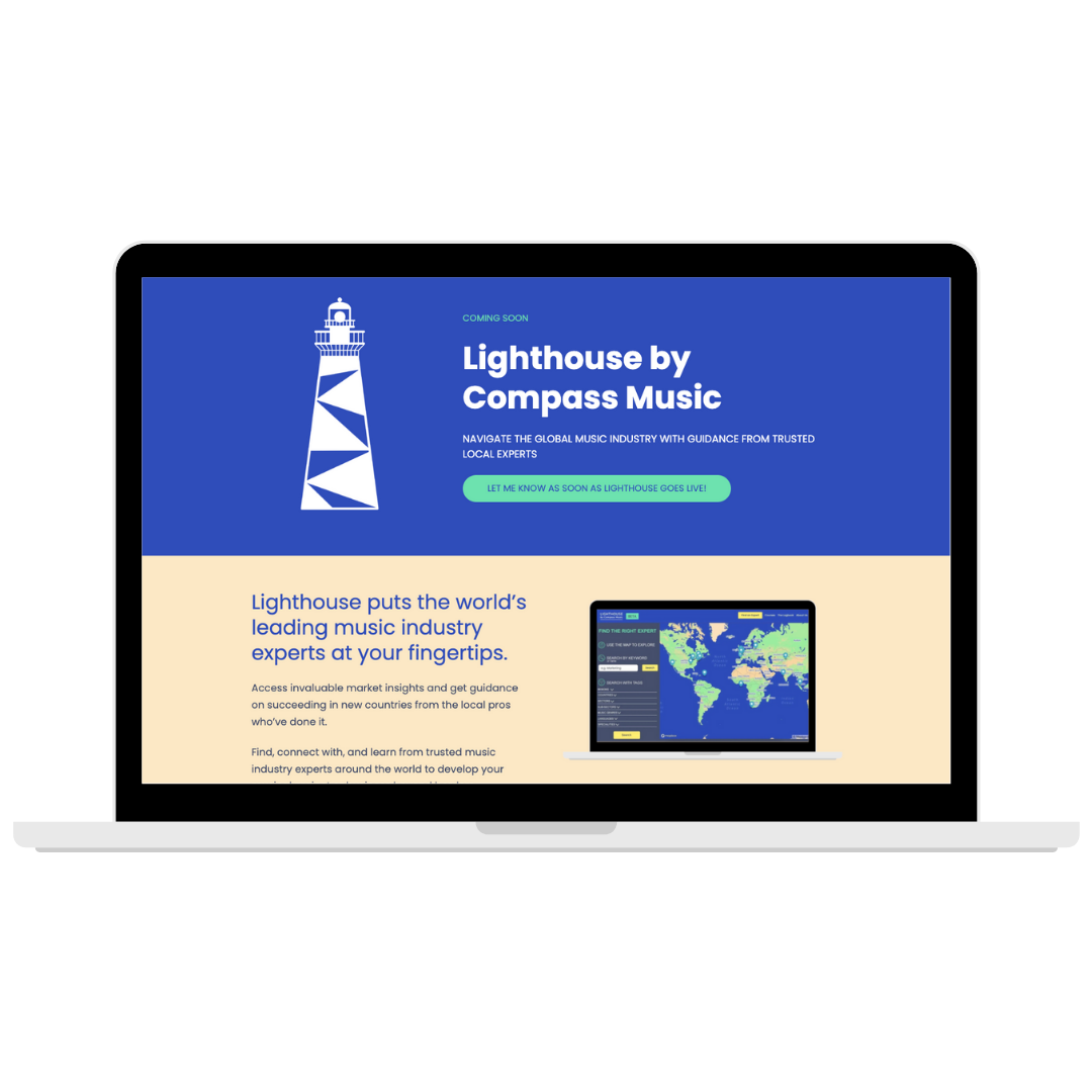 HubSpot landing page designed for new music industry B2B platform Lighthouse