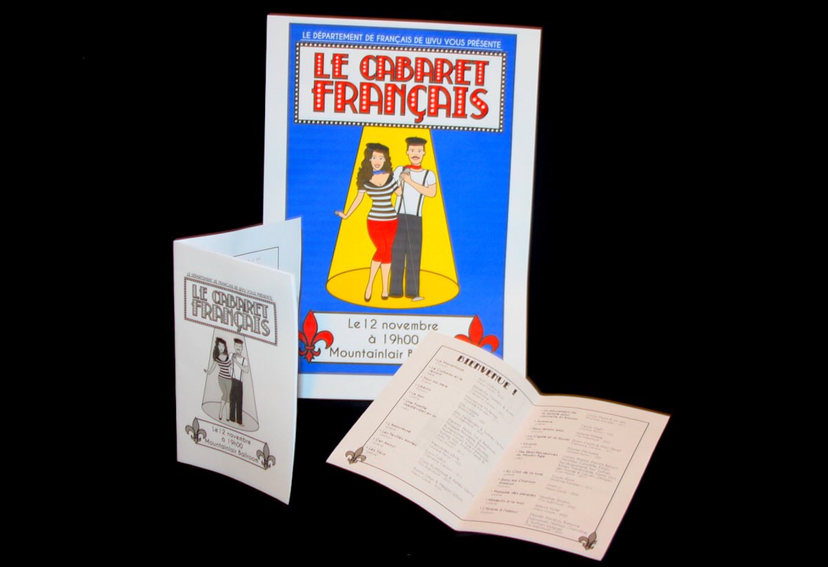 Print designs for WVU's French Cabaret talent night